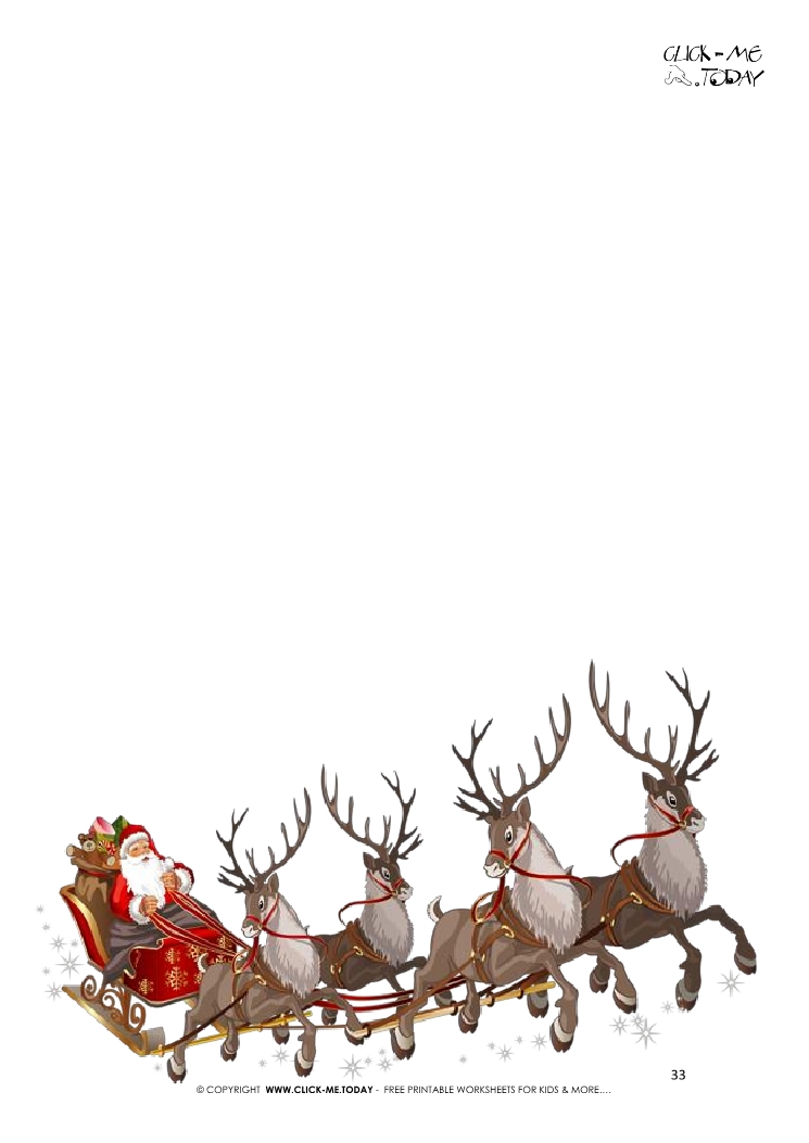 Nice letter to Santa template - Santa Claus, sleigh & reindeers 33